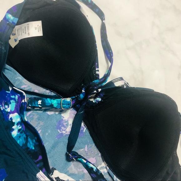 New w/o tags Navy Floral Tankini Top Plus Sz 16 - Picture 5 of 7